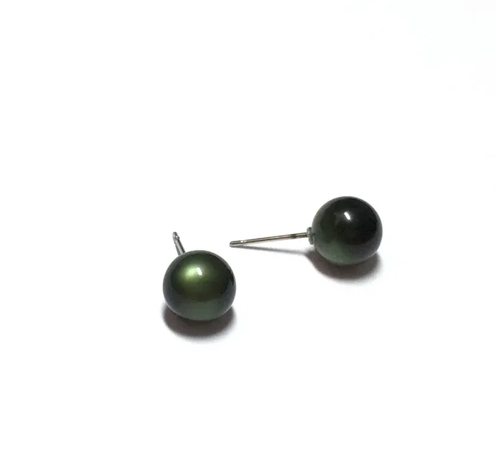 Forest Green Moonglow Ball Stud Earrings