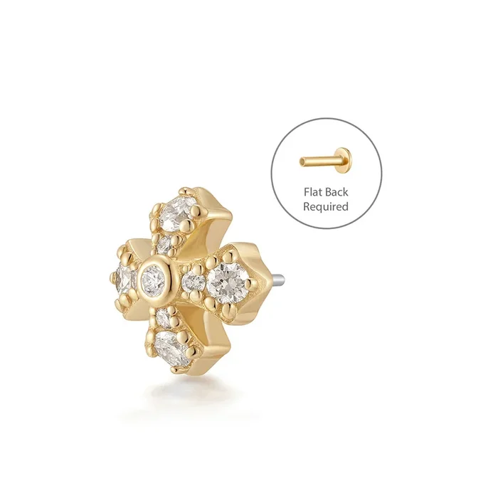 FOXY | Lab Grown Diamond Fancy Cross Threadless Flatback Earring