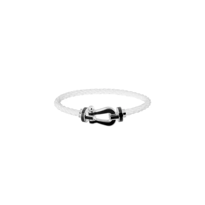 FRED Force 10 bracelet in white gold, black lacquer and white cable | Lepage