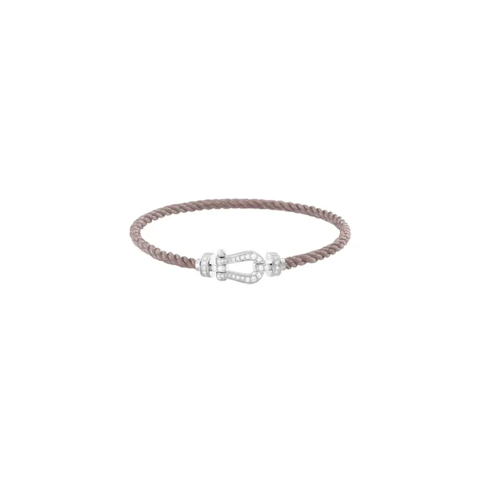 FRED Force 10 bracelet in white gold, diamonds and taupe cable | Lepage