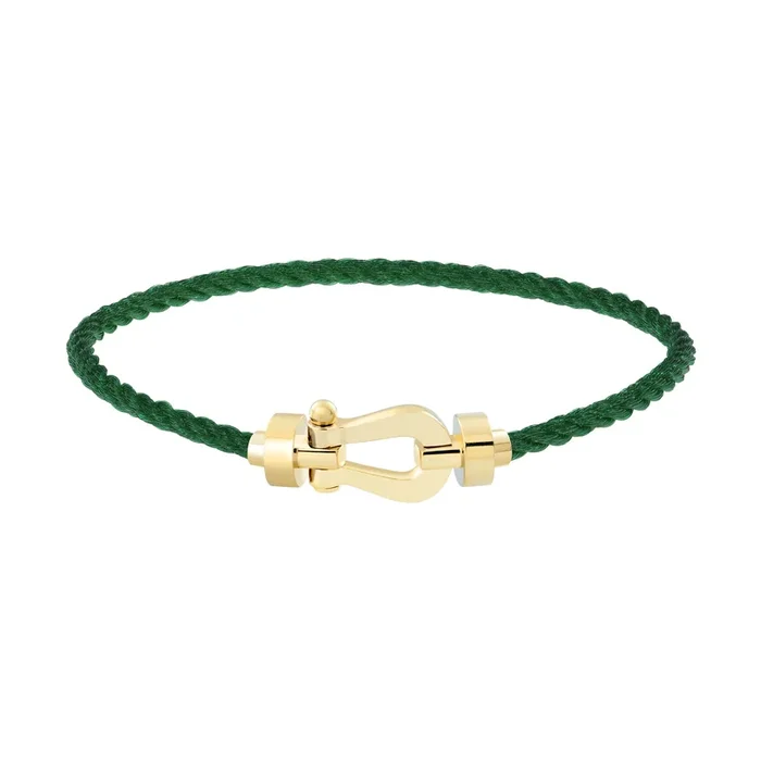 Fred Force 10 bracelet medium model in yellow gold and emerald green cable – Lepage