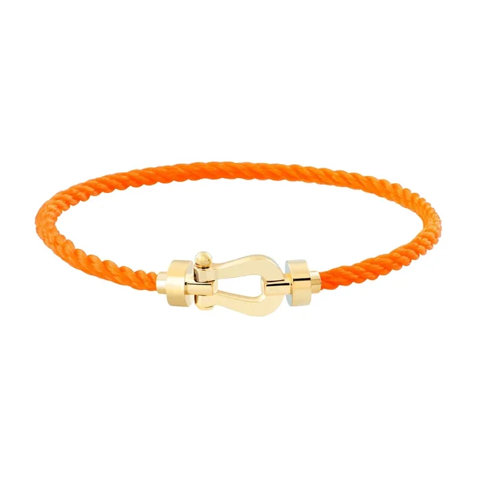 Fred Force 10 bracelet medium model in yellow gold and fluorescent orange cable – Lepage