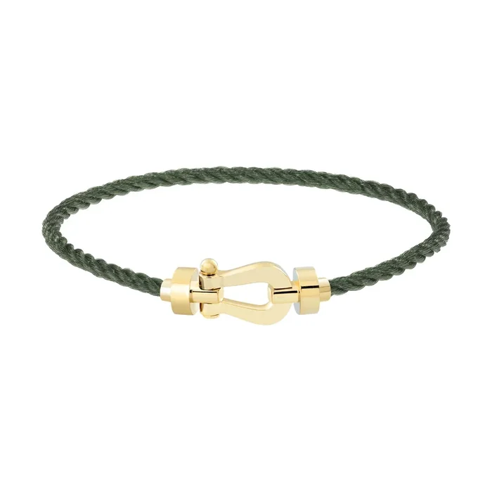 Fred Force 10 bracelet medium model in yellow gold and khaki cable – Lepage