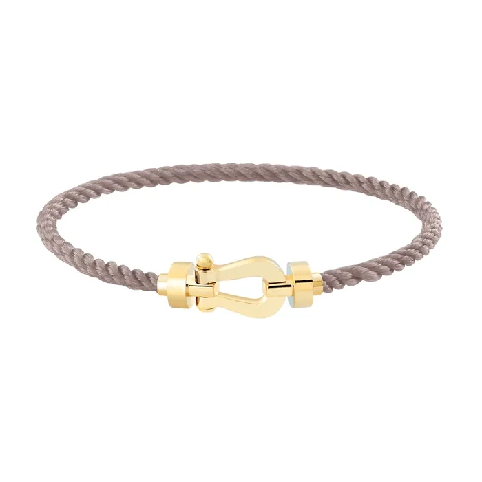 Fred Force 10 bracelet medium model in yellow gold and taupe cable – Lepage