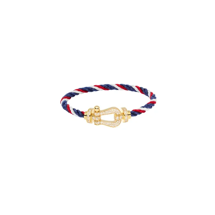FRED Force 10 bracelet yellow gold diamond-paved blue-white-red cable | Lepage