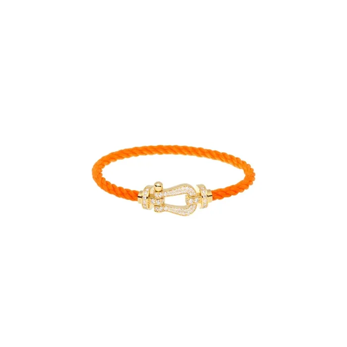 FRED Force 10 bracelet yellow gold diamond-paved fluorescent orange cable | Lepage