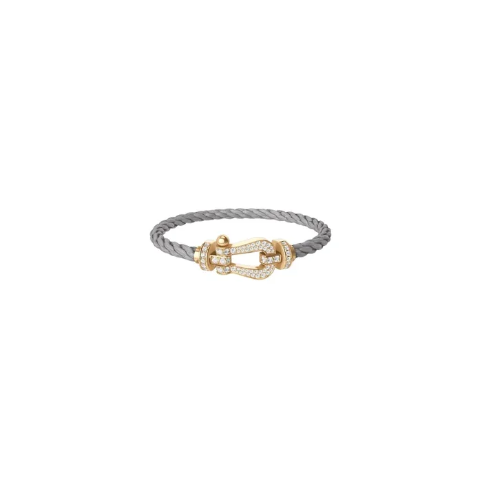 FRED Force 10 bracelet yellow gold diamond-paved steel cable | Lepage