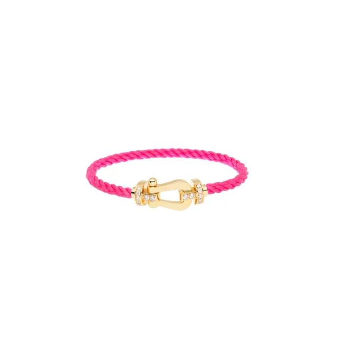 FRED Force 10 bracelet yellow gold diamonds fluorescent pink cable | Lepage