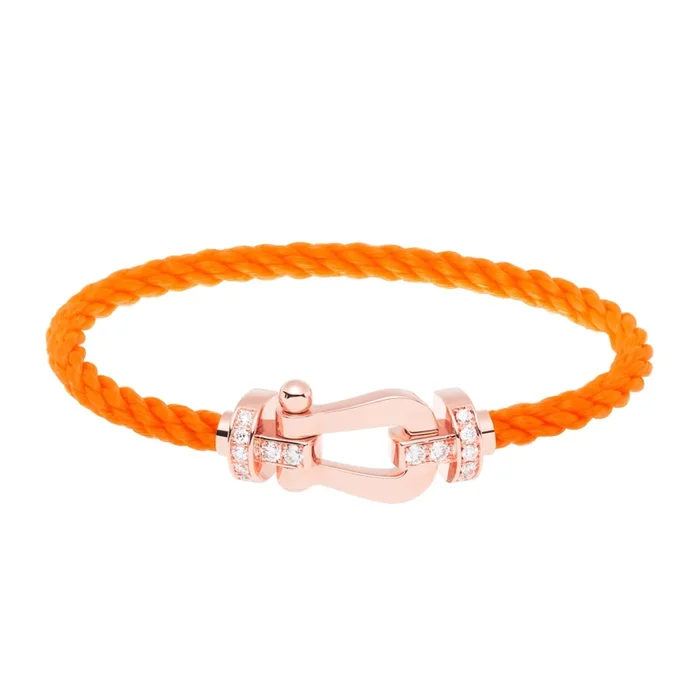 Fred Force 10 large model bracelet in rose gold, diamonds and fluorescent orange cable – Lepage