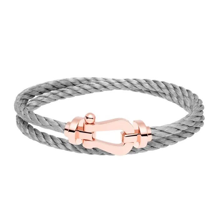 Fred Force 10 large model double wrap bracelet in rose gold and steel cable – Lepage
