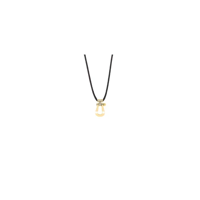 Fred Force 10 large model pendant in yellow gold and 7 diamonds on cord – Lepage