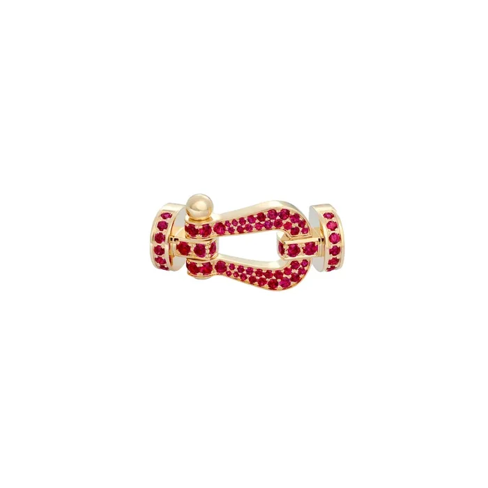 FRED Force 10 LM buckle yellow gold rubies pavement | Lepage