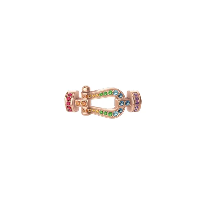 Fred Force 10 Medium model buckle in rose gold and seven semi-precious stones – Lepage