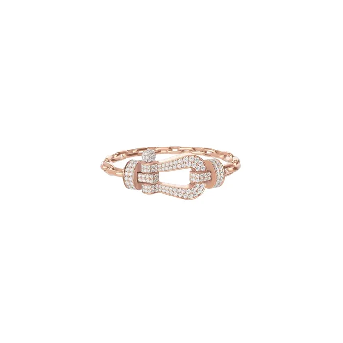 FRED Force 10 XL model bracelet rose gold, paved diamonds link cable| Lepage official retailer
