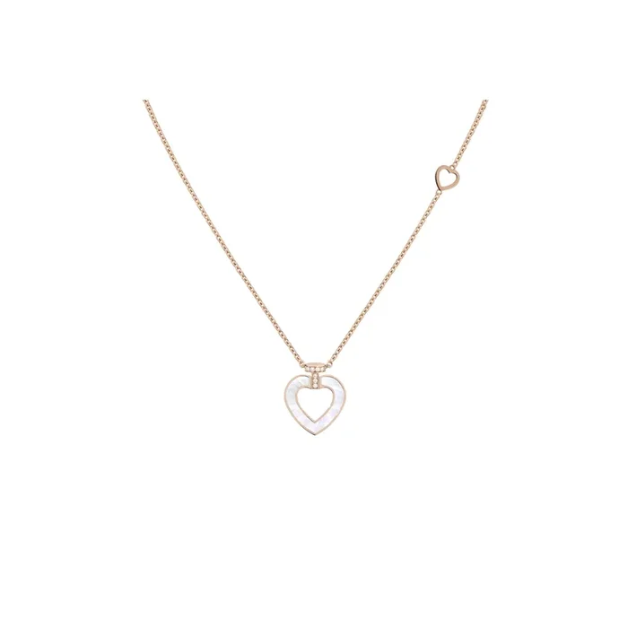 Fred Pretty Woman small necklace in rose gold, diamonds, white mother-of-pearl and malachite – Lepage