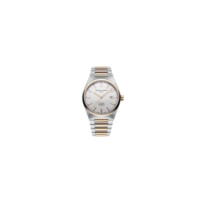 Frédérique Constant Highlife COSC watch silver dial bicolour bracelet 41 mm