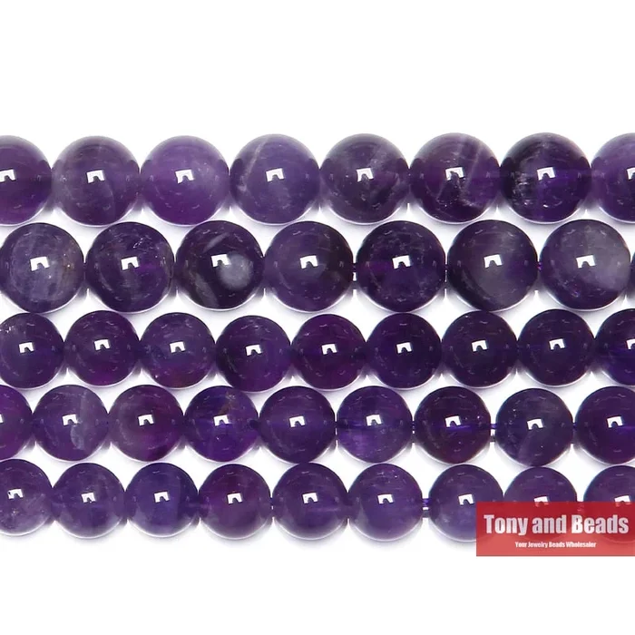 Free Shipping AAAA Quality Natural Stone Purple Amethysts Crystals Round Loose Beads 15″ Strand 3 4 6 8 10 12MM Pick Size
