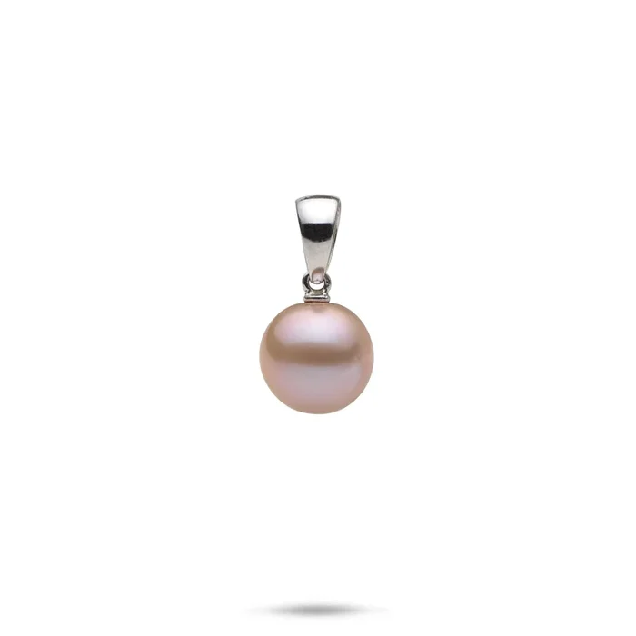 Freshwater Lavender Pearl Pendant in White Gold – 9-10mm