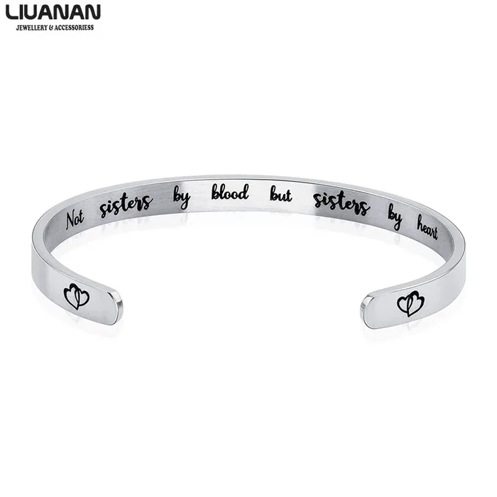 Friendship Bracelet Best Friends BFF Bracelet Cuff Bangle Not Sisters By Blood But Sisters By Heart/Best B*tches Jewelry Women