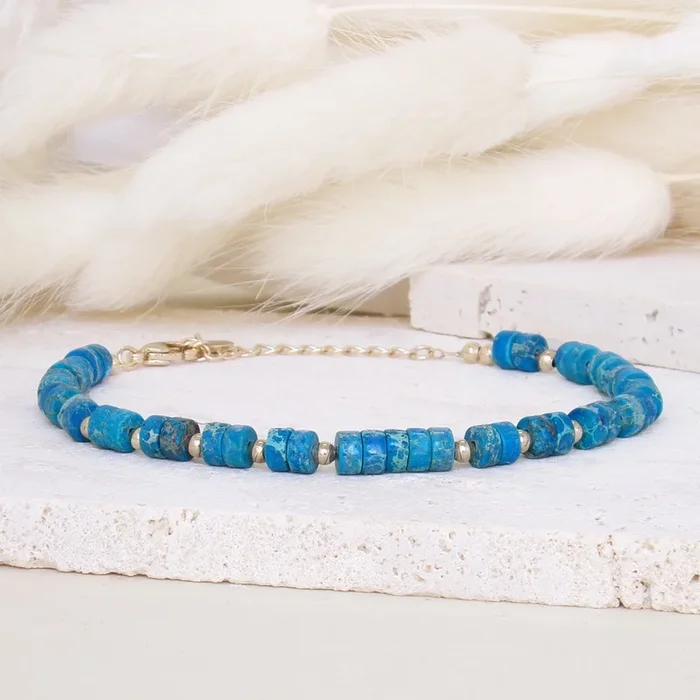 Gaia bracelet blue jasper beads gold-plated