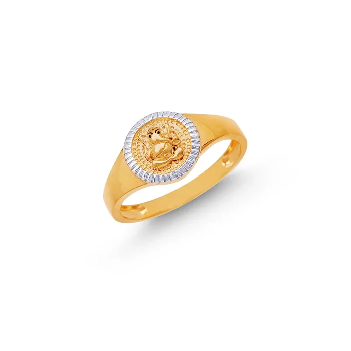 Ganesha Two tone Men’s Ring in 22K Gold