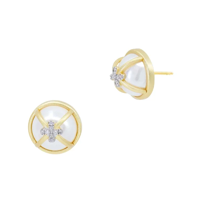 Garden of Grit Mother of Pearl Dome Stud Earrings