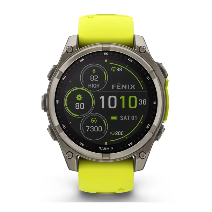 Garmin Fenix 8 Sapphire Solar Edition Titanium Titanium watch yellow/graphite silicone strap 47 mm 010-02906-21 – Lepage