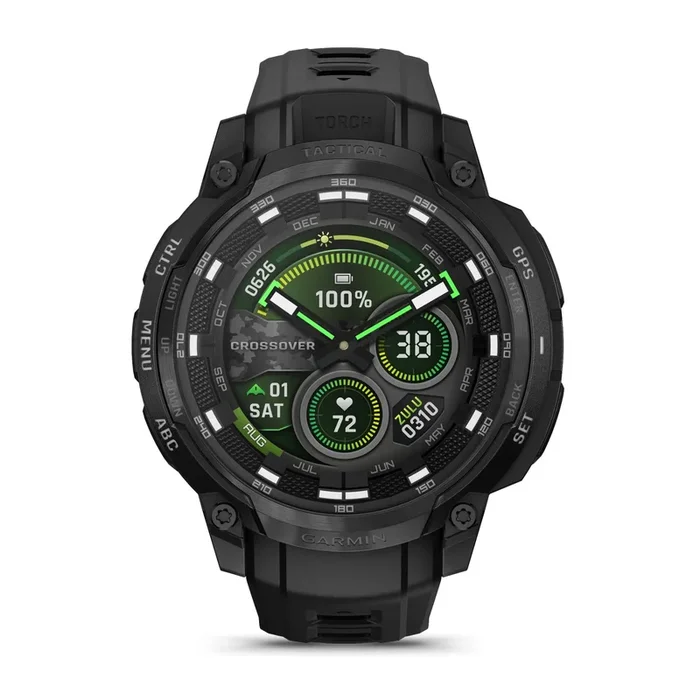 Garmin Instinct Crossover AMOLED Tactical Edition watch with black strap, 47 mm – Lepage