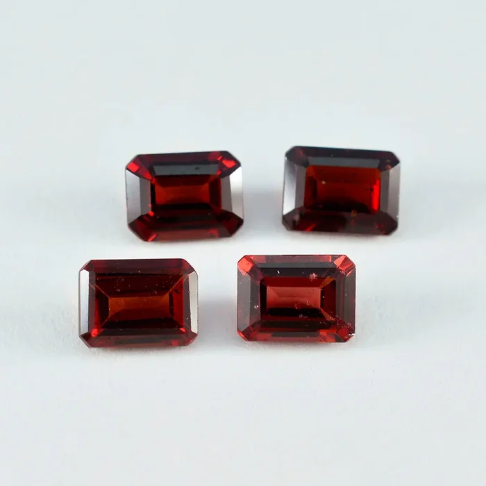 Garnet 1PC Large 8×12 MM Emerald Faceted Red Fiery Semi Precious Gems