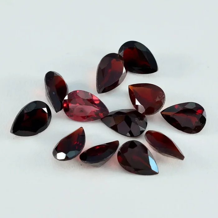 Garnet 1PC Large 8×12 MM Pear Faceted Red Splendid Semi Precious Loose Gemstone