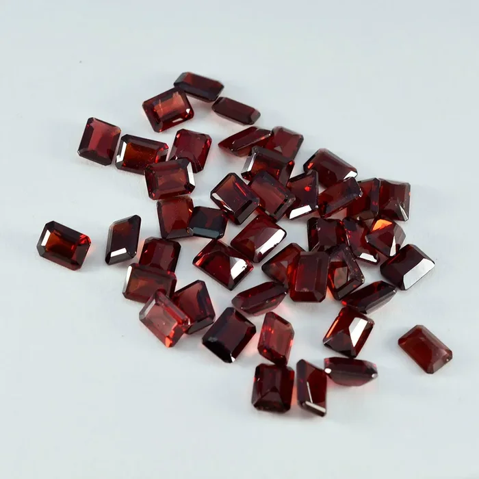 Garnet 1PC Small 6×8 MM Emerald Faceted Red Fine Semi Precious Loose Gemstone