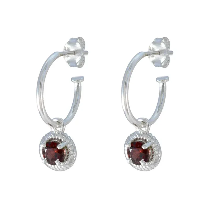 Garnet African Olivia Solitaire Dangle Red 92.5 Silver Earring