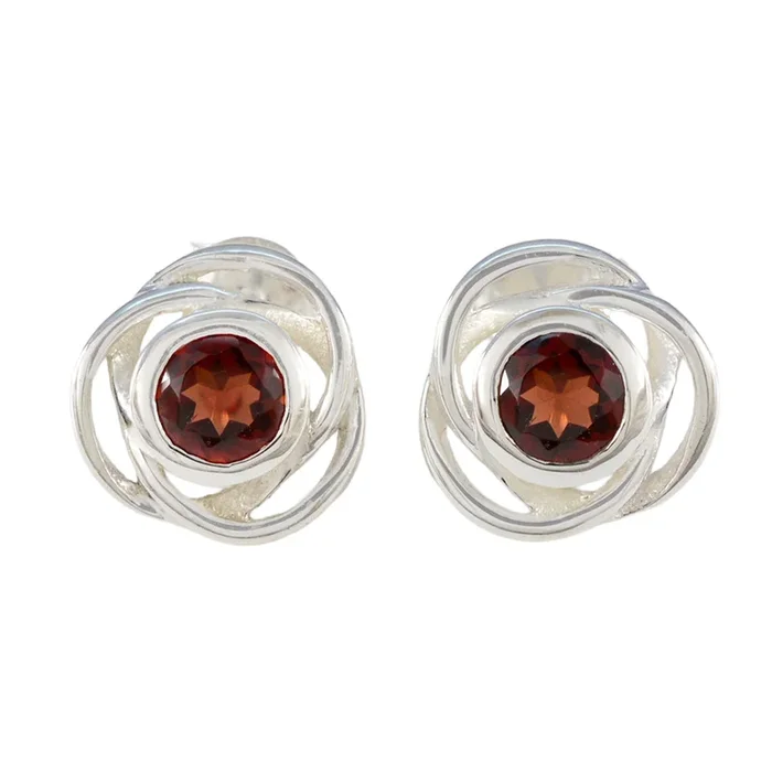 Garnet American Micaelaa Solitaire Stud Red 92.5 Silver Earring