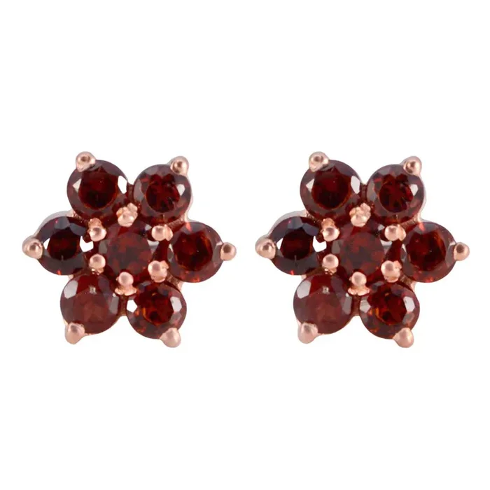 Garnet American Nora multiple Stud Red 925 Silver Earring