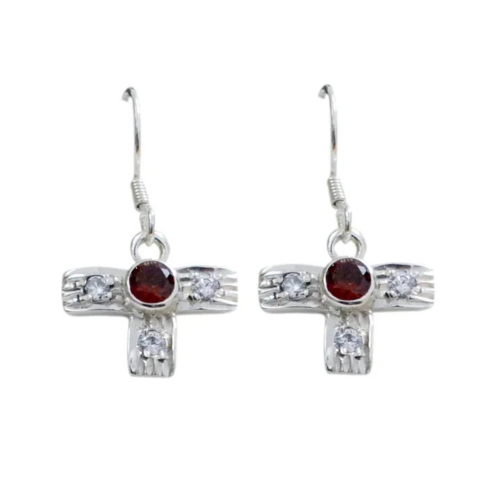 Garnet American Yuna multiple Dangle Red Sterling Silver Earring