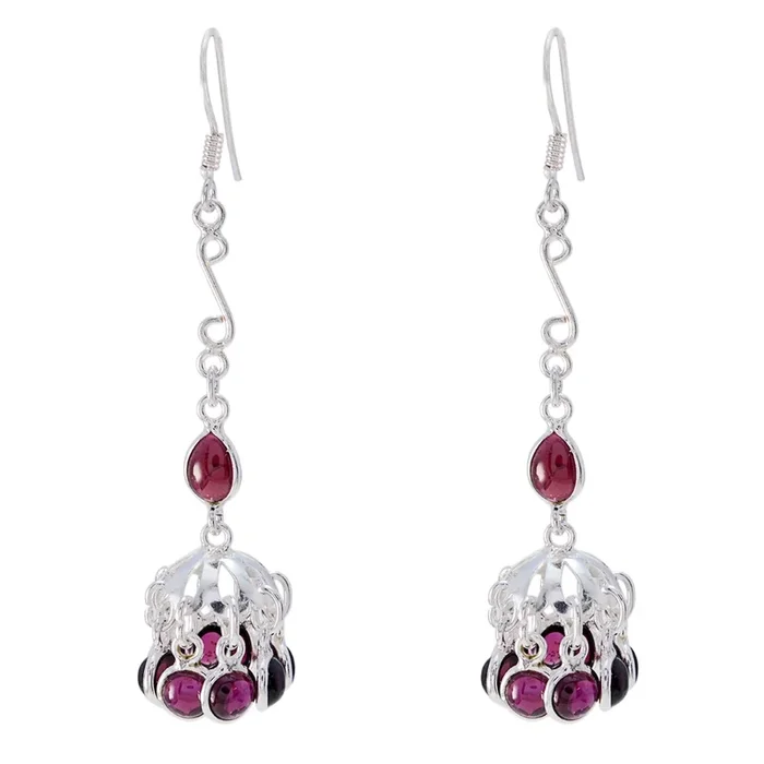 Garnet Australian Emilia multiple Dangle Red 925 Silver Earring
