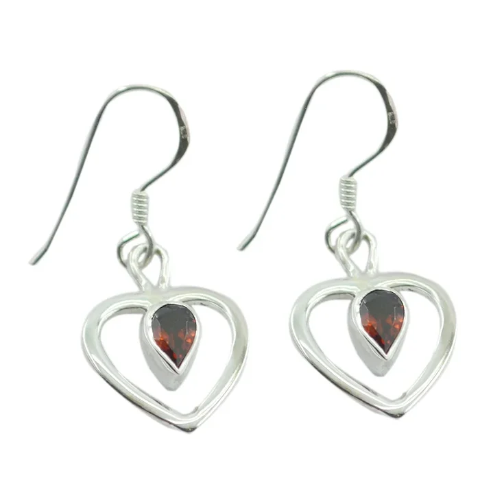 Garnet Australian Inès multiple Dangle Red Sterling Silver Earring
