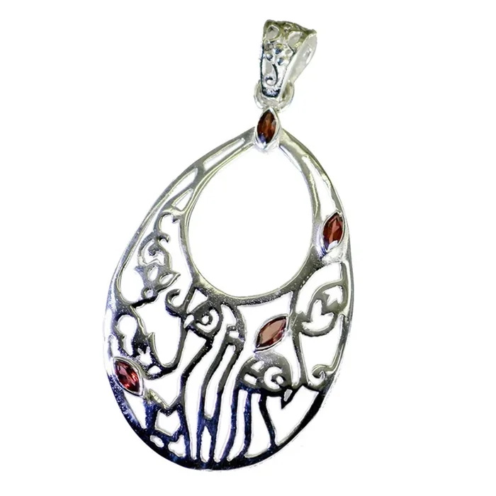 Garnet Classic Mexican Sterling Silver quarter Isabelle antique Red Pendant Jewellery