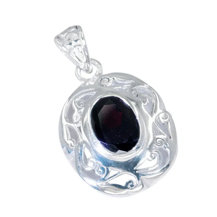 Garnet Edgy Spanish 92.5 Silver Solitaire Sofía Vintage Red Pendant Jewellery