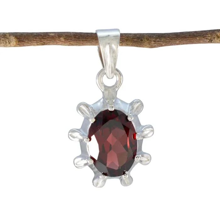 Garnet Featherlight French 925 Silver Solitaire Agustina valentine Red Pendant Jewelry