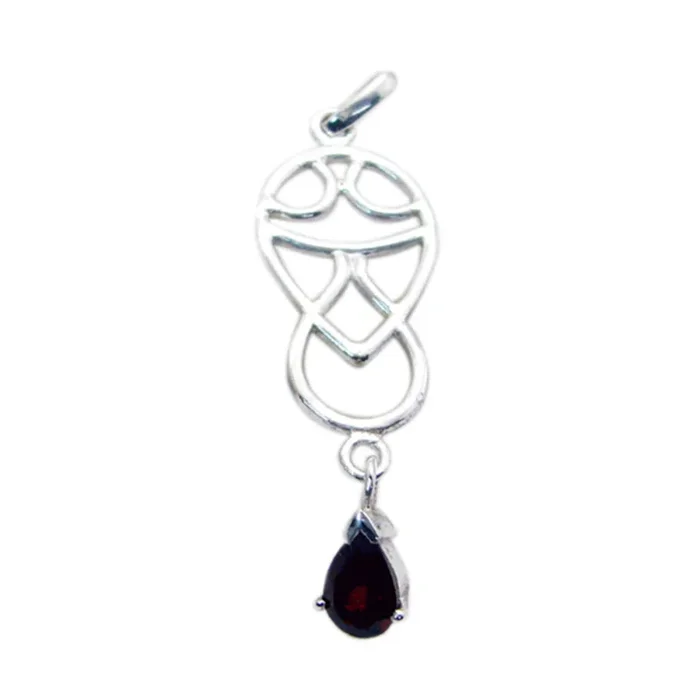Garnet Featherlight German Sterling Silver Solitaire Aaliyah Abstract Red Pendant Jewellery