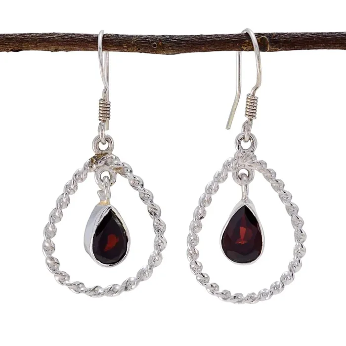 Garnet French Isabelle multiple Dangle Red 925 Sterling Silver Earring