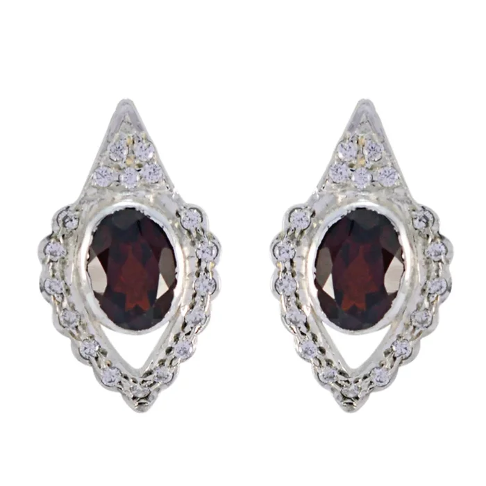 Garnet German Chloe multiple Stud Red Sterling Silver Earring