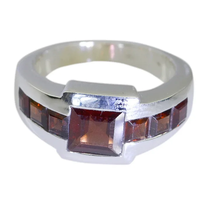 Garnet Hepta African Silver Red Gems Eye-catching Abstract Ring Jewellery
