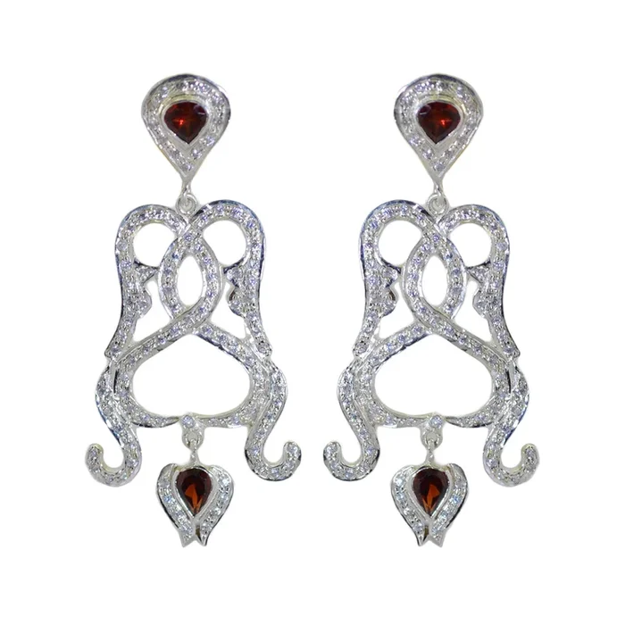 Garnet Indian Riya multiple Stud Red 92.5 Silver Earring