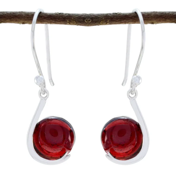 Garnet Japanese Audrey Solitaire Dangle Red 925 Sterling Silver Earring