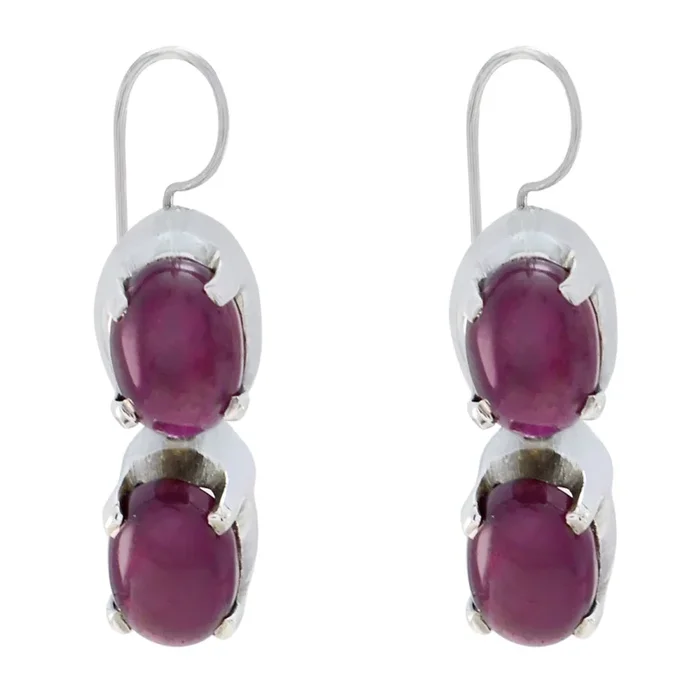 Garnet Korean Renata multiple Dangle Red Silver Earring