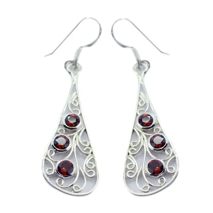 Garnet Latin American Seo-yeon multiple Dangle Red 925 Sterling Silver Earring