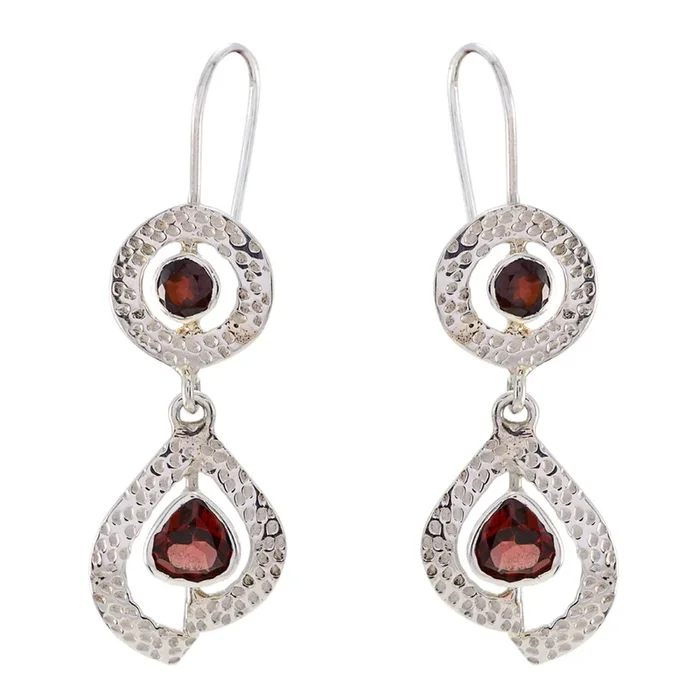 Garnet Mexican Nella multiple Dangle Red Sterling Silver Earring