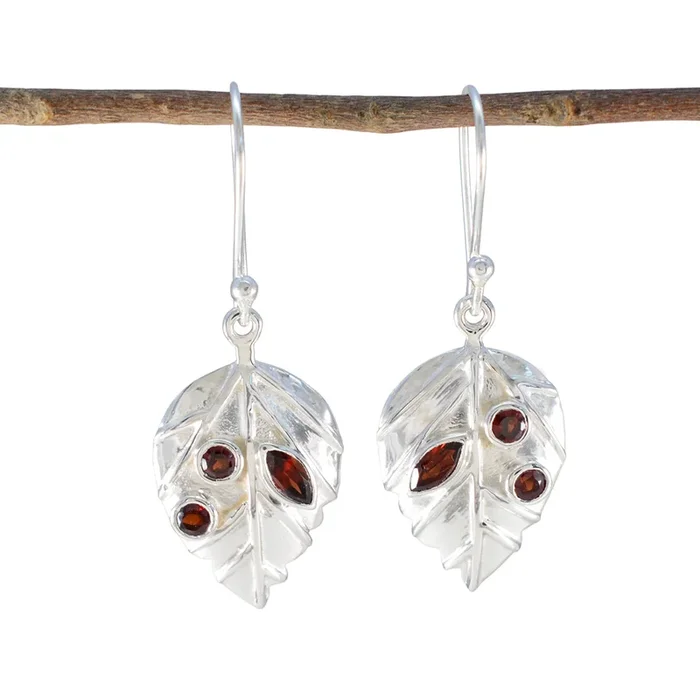 Garnet Middle Eastern Ellie multiple Dangle Red 92.5 Silver Earring